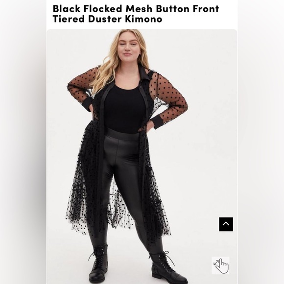 torrid Tops - Torrid 3X Black Flocked Mesh Button Front Tiered Duster Kimono